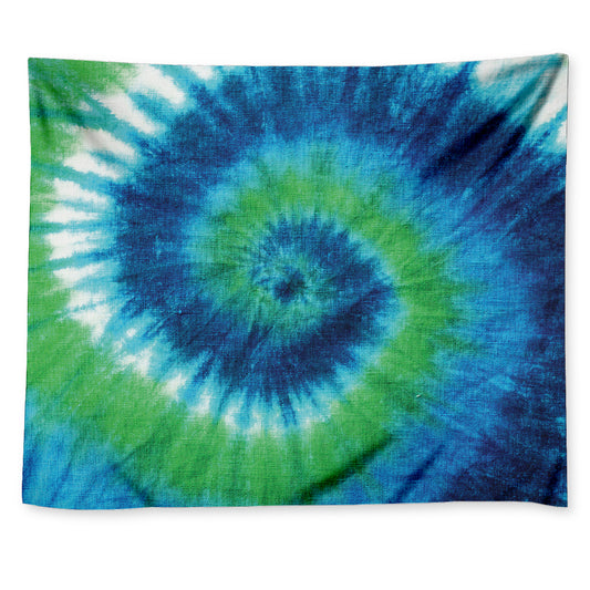 Blue Green And White Tie Dye Print Tapestry