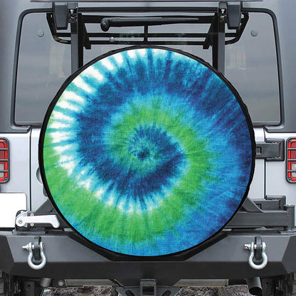 Blue Green And White Tie Dye Print Tire Cover