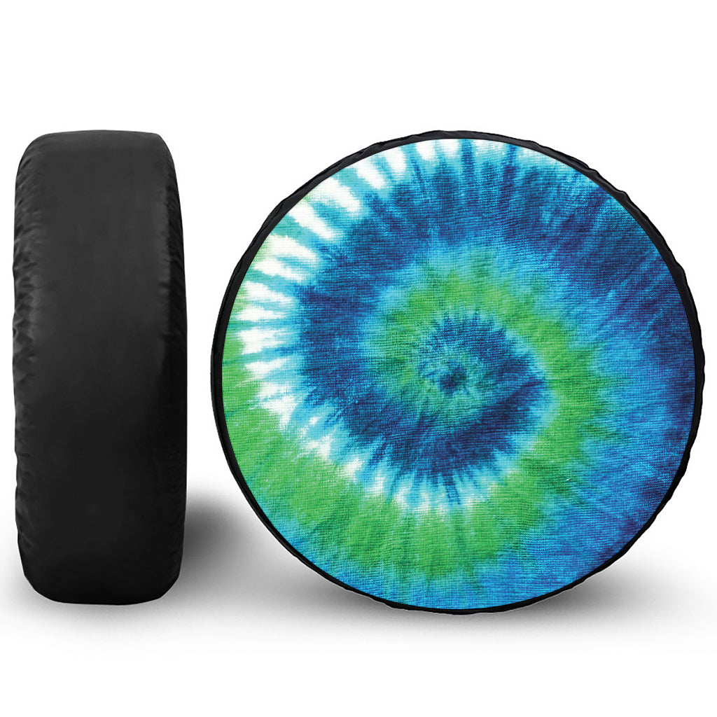 Blue Green And White Tie Dye Print Tire Cover