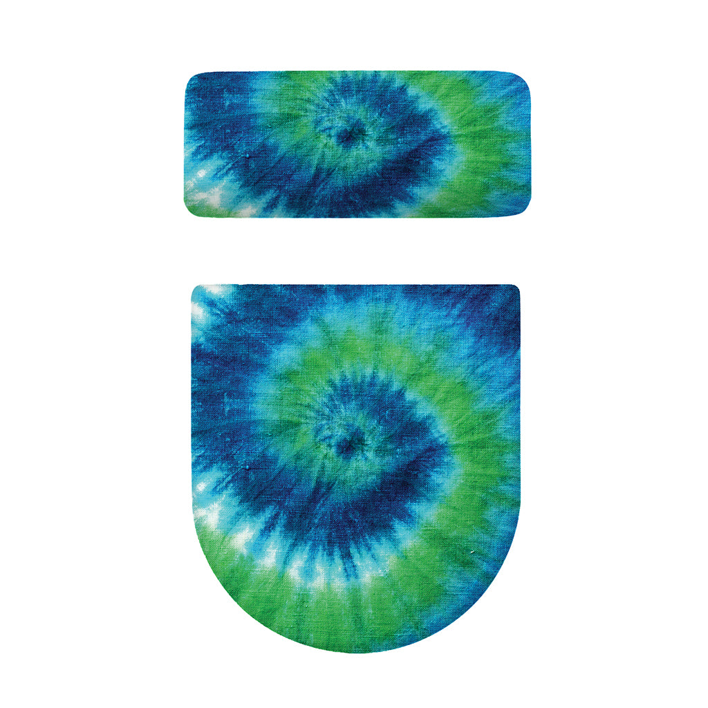 Blue Green And White Tie Dye Print Toilet Lid And Tank Cover Set
