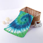 Blue Green And White Tie Dye Print Towel