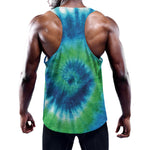 Blue Green And White Tie Dye Print Training Tank Top