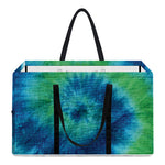Blue Green And White Tie Dye Print Utility Tote Bag