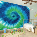 Blue Green And White Tie Dye Print Wall Sticker