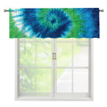 Blue Green And White Tie Dye Print Window Valance