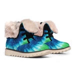 Blue Green And White Tie Dye Print Winter Boots