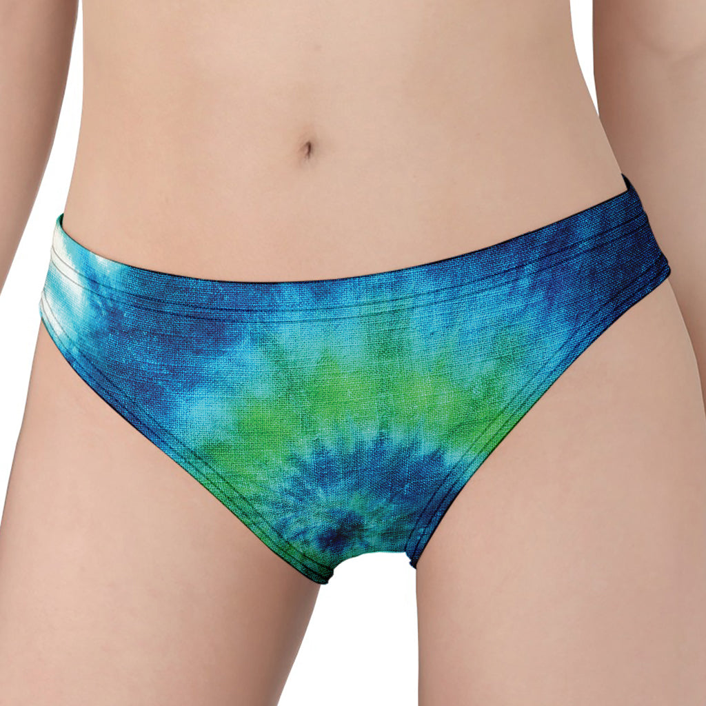 Blue Green And White Tie Dye Print Women's Panties