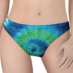 Blue Green And White Tie Dye Print Women's Thong