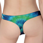 Blue Green And White Tie Dye Print Women's Thong