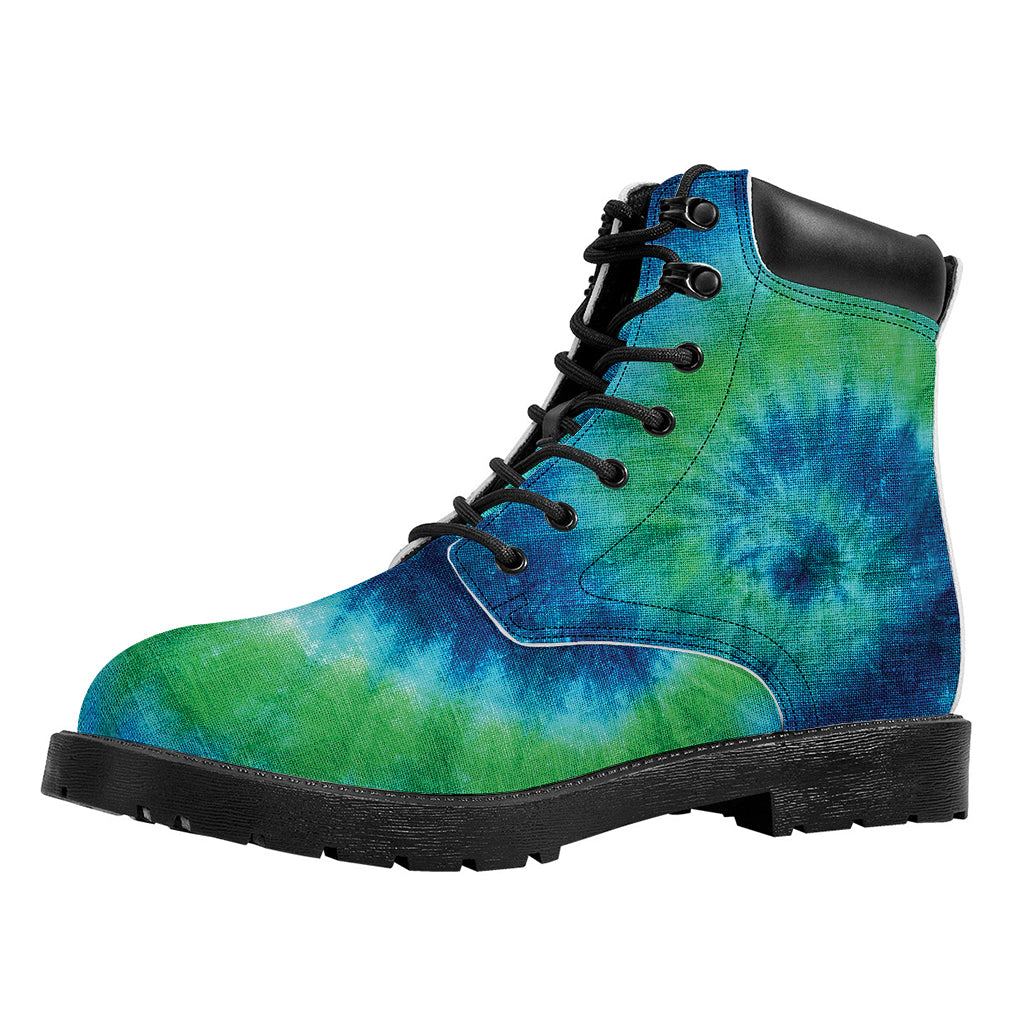 Blue Green And White Tie Dye Print Work Boots