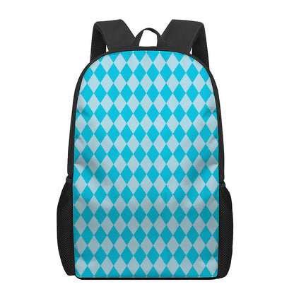 Blue Harlequin Pattern Print 17 Inch Backpack