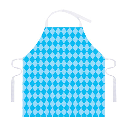 Blue Harlequin Pattern Print Adjustable Apron
