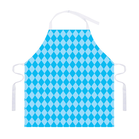 Blue Harlequin Pattern Print Adjustable Apron