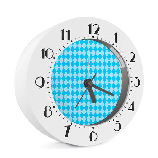 Blue Harlequin Pattern Print Alarm Clock