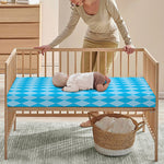 Blue Harlequin Pattern Print Baby Crib Sheet
