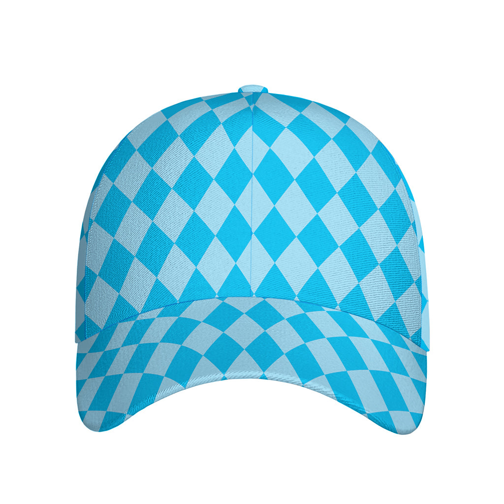Blue Harlequin Pattern Print Baseball Cap