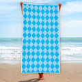 Blue Harlequin Pattern Print Beach Towel