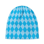 Blue Harlequin Pattern Print Beanie
