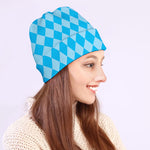 Blue Harlequin Pattern Print Beanie