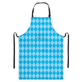 Blue Harlequin Pattern Print Bib Apron With Pocket