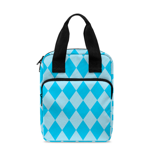 Blue Harlequin Pattern Print Bible Tote Bag
