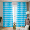 Blue Harlequin Pattern Print Blackout Pencil Pleat Curtains