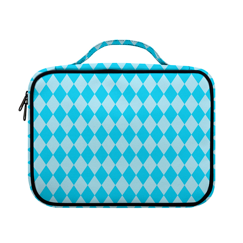 Blue Harlequin Pattern Print Briefcase Bible Bag