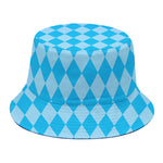 Blue Harlequin Pattern Print Bucket Hat