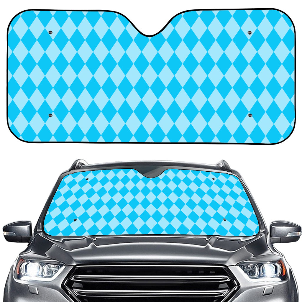 Blue Harlequin Pattern Print Car Windshield Sun Shade