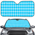 Blue Harlequin Pattern Print Car Windshield Sun Shade
