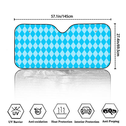 Blue Harlequin Pattern Print Car Windshield Sun Shade
