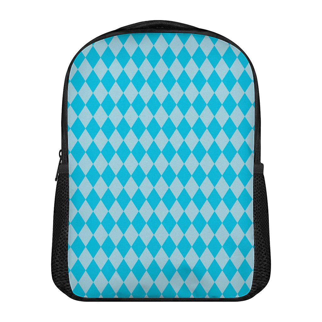Blue Harlequin Pattern Print Casual Backpack