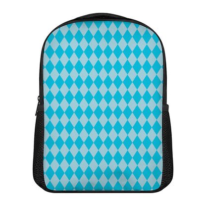 Blue Harlequin Pattern Print Casual Backpack