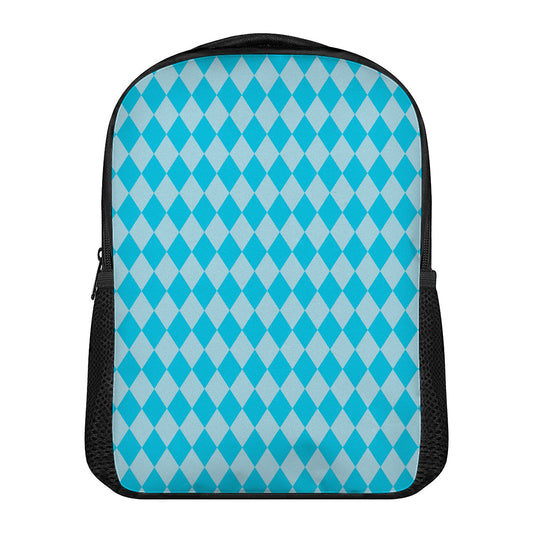 Blue Harlequin Pattern Print Casual Backpack