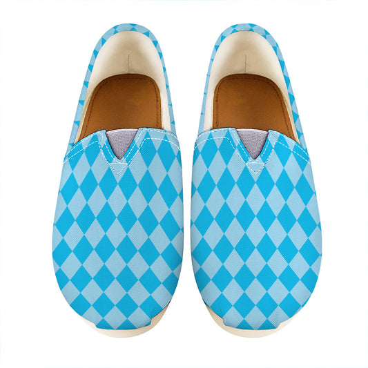 Blue Harlequin Pattern Print Casual Shoes