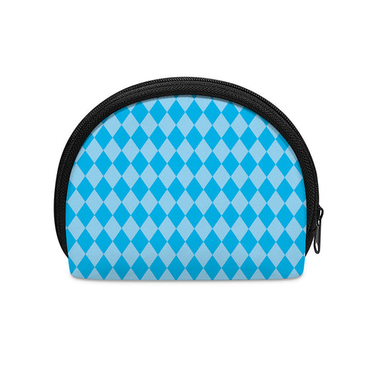 Blue Harlequin Pattern Print Coin Purse