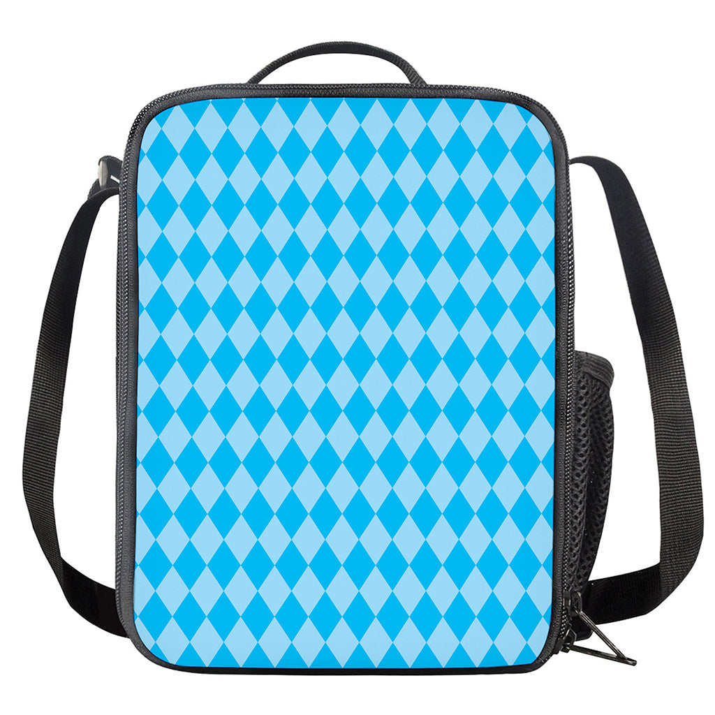 Blue Harlequin Pattern Print Crossbody Lunch Bag