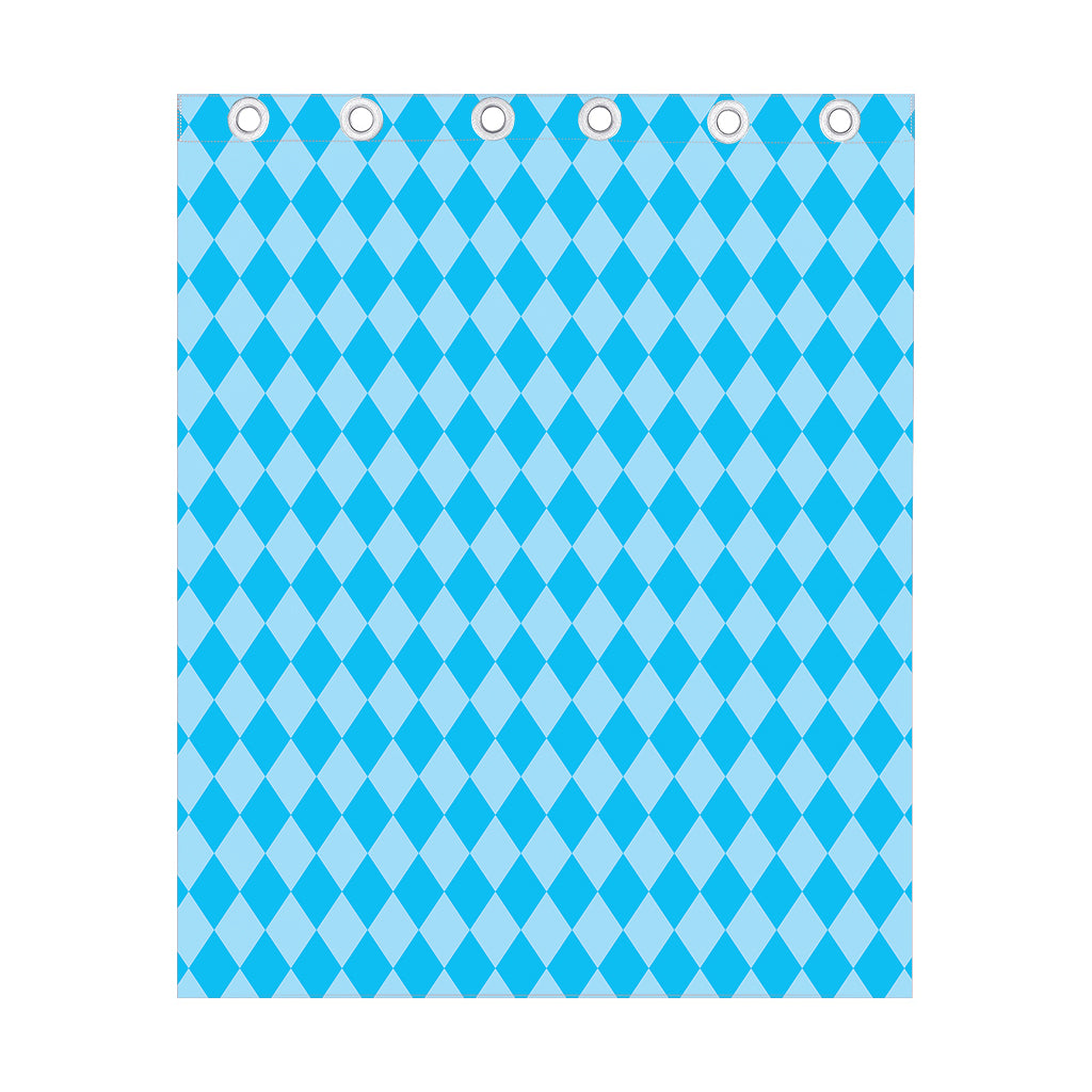 Blue Harlequin Pattern Print Curtain
