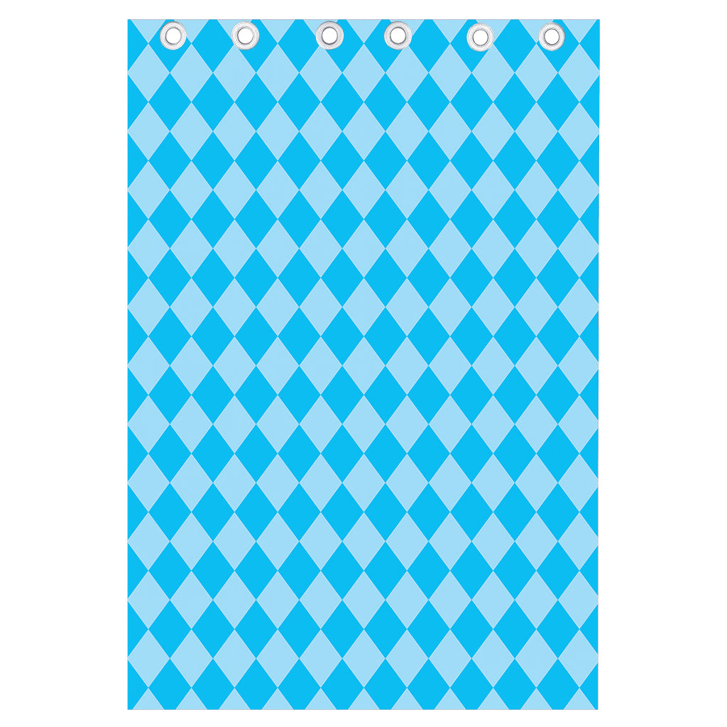 Blue Harlequin Pattern Print Curtain