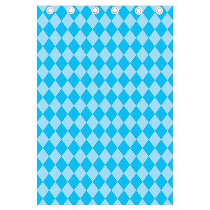 Blue Harlequin Pattern Print Curtain