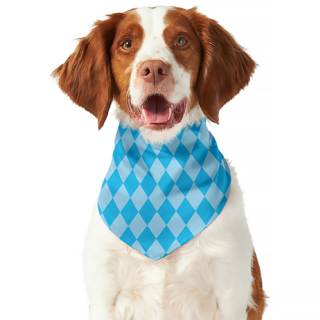 Blue Harlequin Pattern Print Dog Bandana