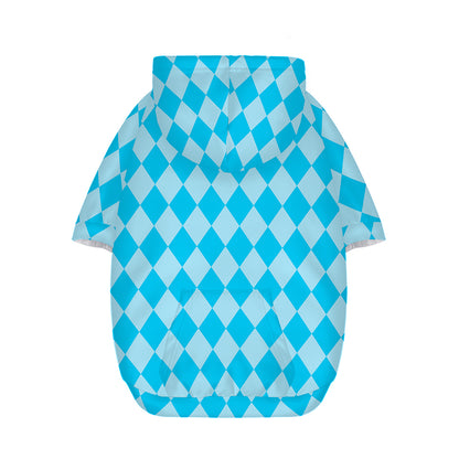 Blue Harlequin Pattern Print Dog Zip Up Hoodie