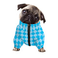 Blue Harlequin Pattern Print Dog Zip Up Jacket