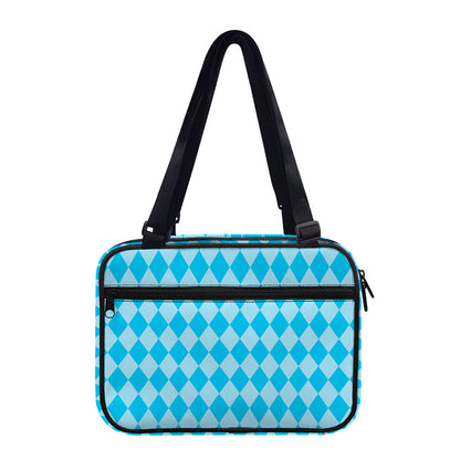 Blue Harlequin Pattern Print Double Strap Bible Bag