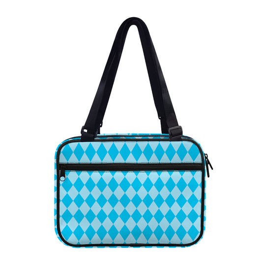 Blue Harlequin Pattern Print Double Strap Bible Bag