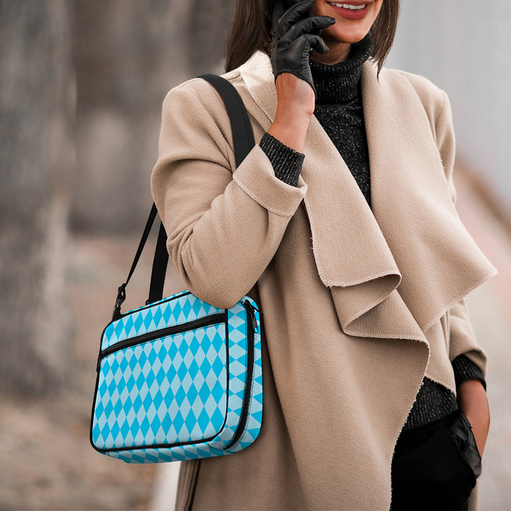 Blue Harlequin Pattern Print Double Strap Bible Bag
