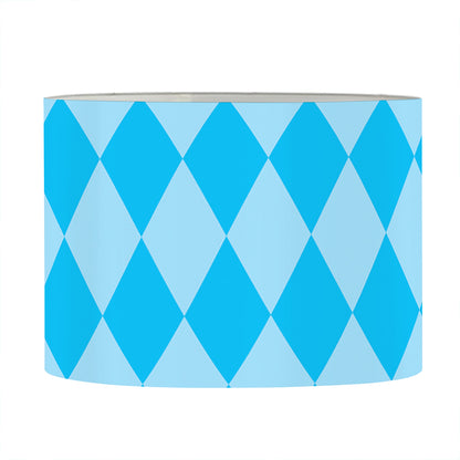 Blue Harlequin Pattern Print Drum Lamp Shade