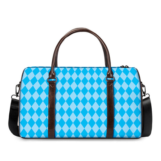 Blue Harlequin Pattern Print Duffle Bag
