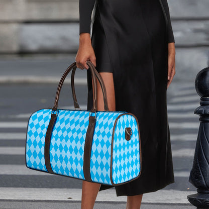 Blue Harlequin Pattern Print Duffle Bag