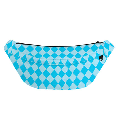 Blue Harlequin Pattern Print Fanny Pack